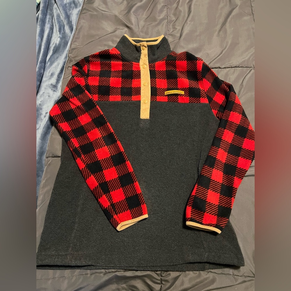 Simply Southern Red and Black Plaid Pullover